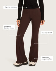 High Waist Flare Pants - Short - Carob
