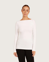 Base Layer Boatneck Long Sleeve Top - White