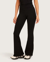 High Waist Flare Pants - Short - Black