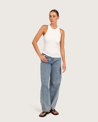 Women's Ribbed Racerback Tank - White