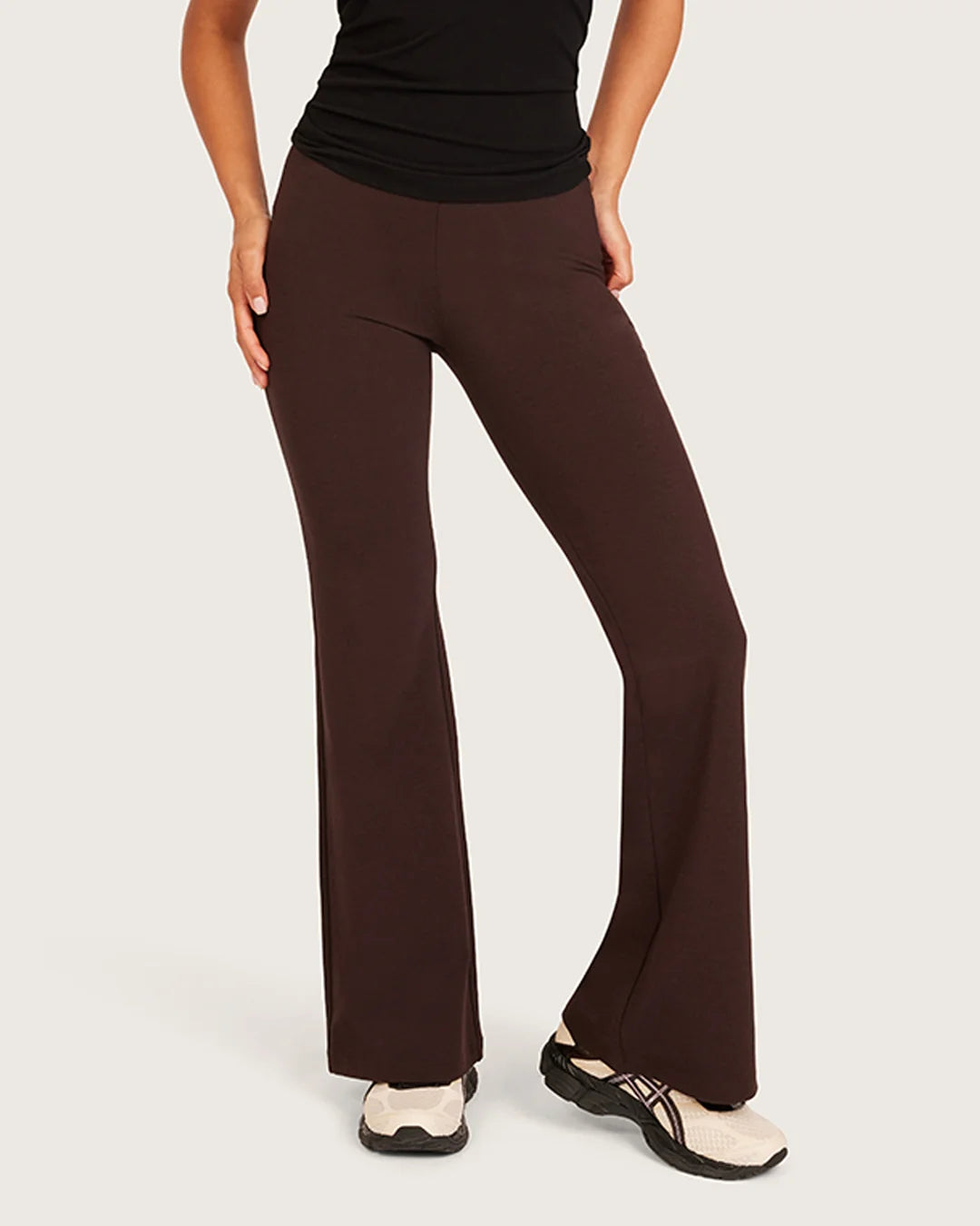 High Waist Flare Pants - Short - Carob