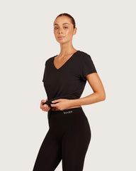 Women's Base Layer V-Neck T-Shirt - Black
