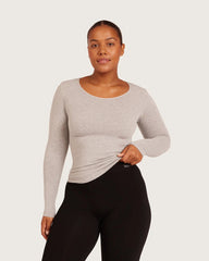 Women's Base Layer Long Sleeve Top - Light Grey Marl