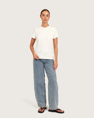 Women's Ribbed Crew Neck T-Shirt - White