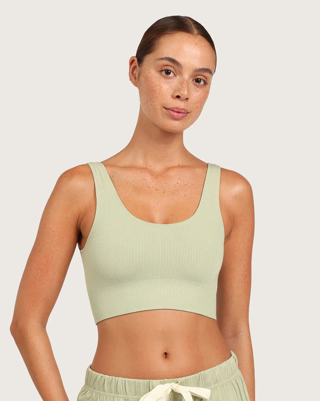 Ribbed Seamfree Crop - Sage