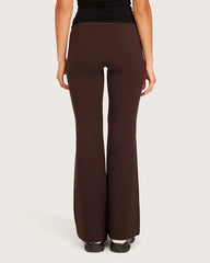 High Waist Flare Pants - Short - Carob