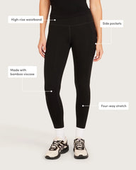 High Waist Leggings with Pocket - Black