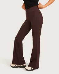 High Waist Flare Pants - Short - Carob