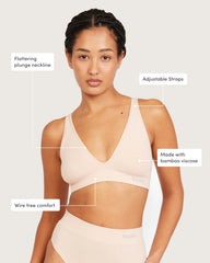 Wireless Plunge Bralette - Shell