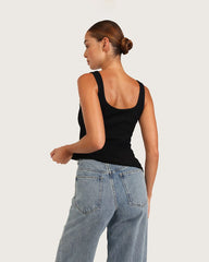 Women's Ribbed Tank Top - Black