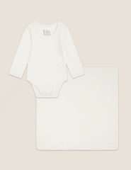 Set Giftbox - Baby Long Sleeve Bodysuit & Jersey Wrap - Heather Grey
