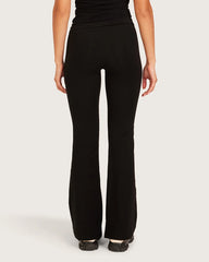 High Waist Flare Pants - Short - Black